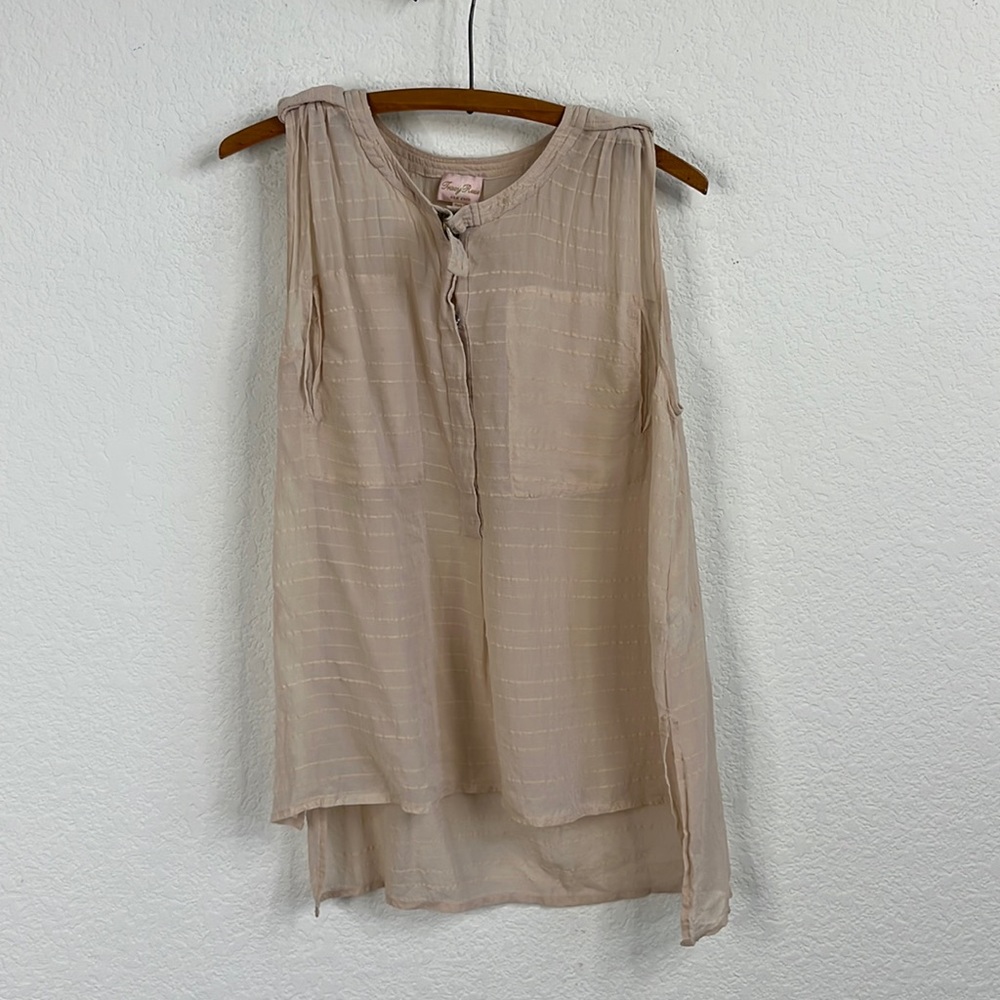 Tracy Resse Striped D Ring Sleeveless Pocket A Line Trapeze Blouse